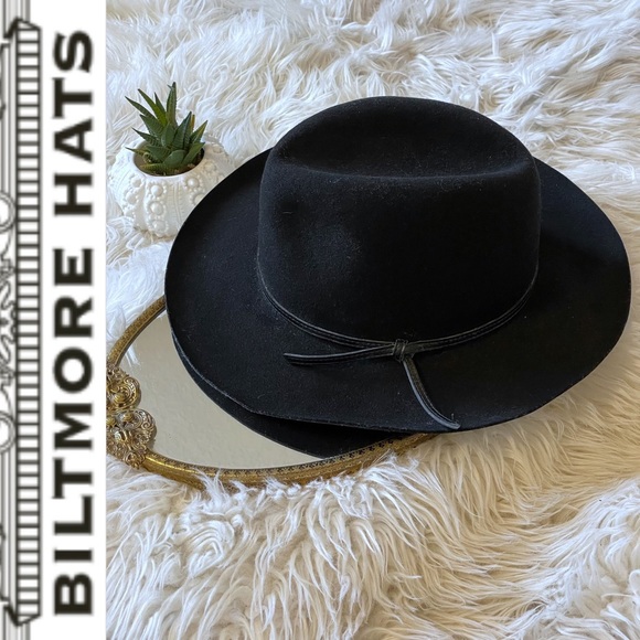 Vintage BILTMORE 🇨🇦 Black Soft Felt Classic Fedora Hat, Small - Picture 11 of 16